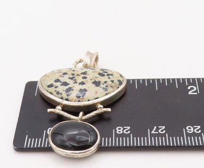 925 Sterling Silver Vintage Pendant WHITNEY KELLY Onyx And Marble  PT23543