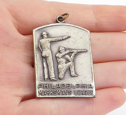 925 Sterling Silver  Vintage Antique Marksman's League 1939 Pendant  PT4418