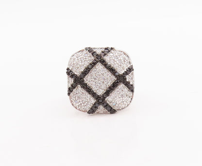 925 Sterling Silver Vintage Ring CZ Inlay Spinel Check Box Inlay  Sz 6  RG29391