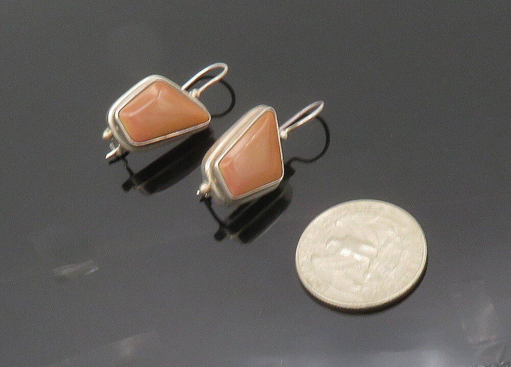 SARDA 925 Sterling Silver  Vintage Brown Stone Shiny Dangle Earrings  EG10055