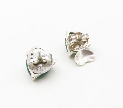 925 Sterling Silver  Prong Set Faceted Jade Shiny Stud Earrings  EG8219