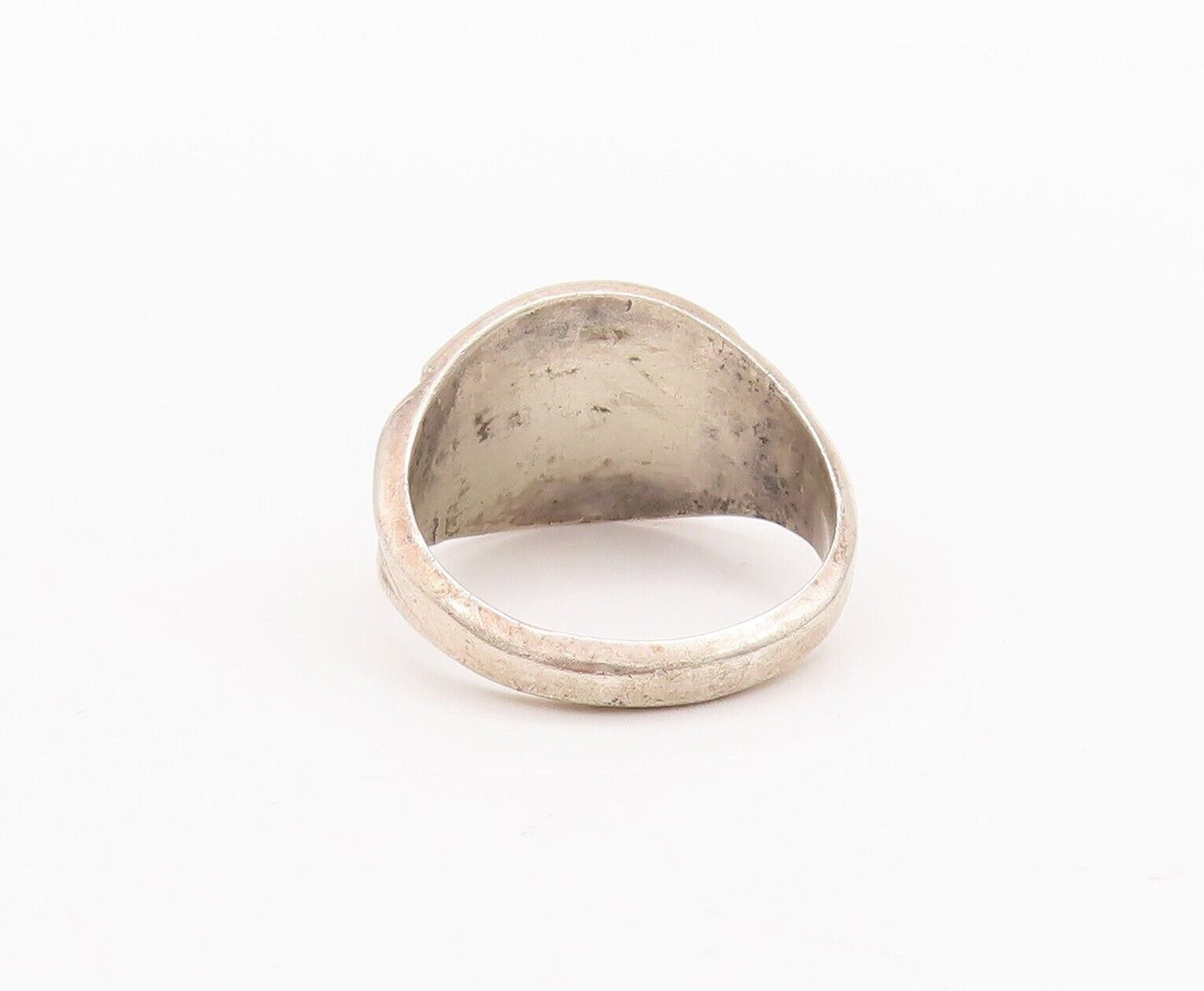 925 Sterling Silver Vintage Ring Southwestern Design Solid Carved Sz 9 RG28605