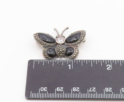 925 Silver  Vintage Cubic Zirconia & Multi Stone Butterfly Brooch Pin  BP9644