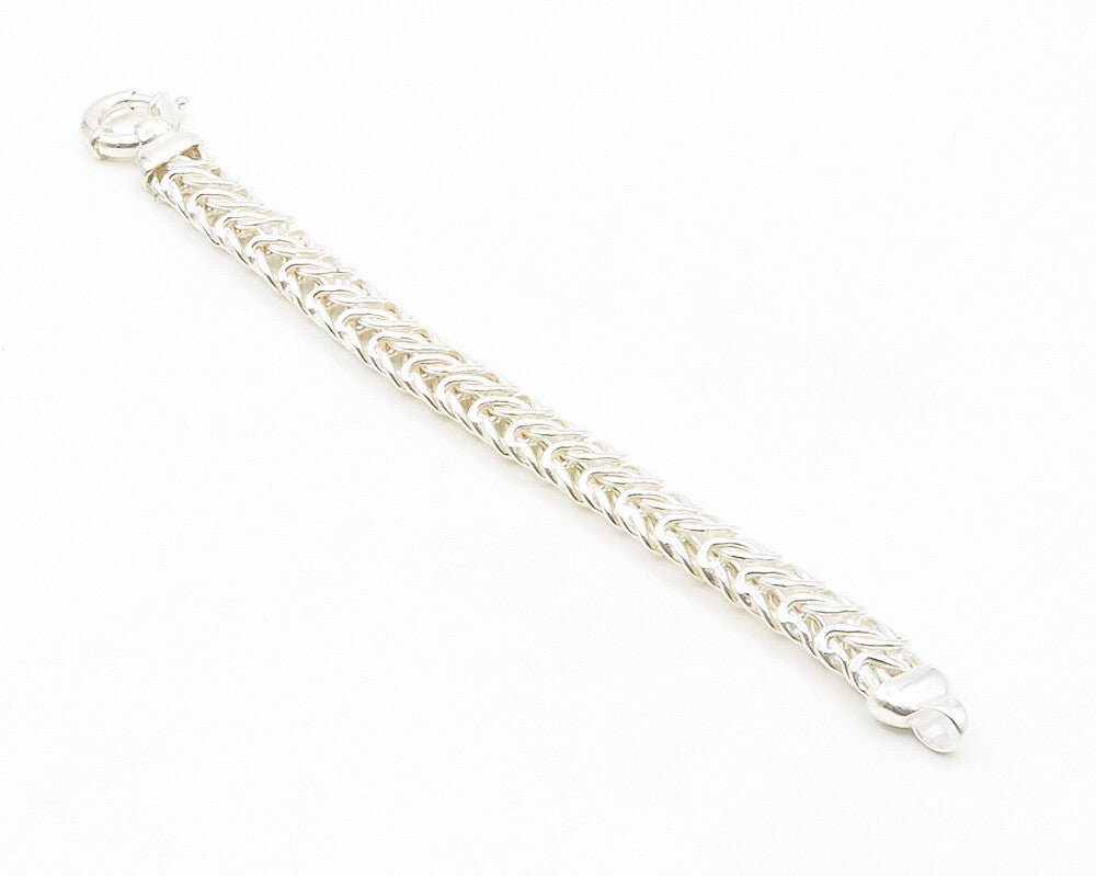 925 Sterling Silver  Shiny Polished Byzantine Link Chain Bracelet  BT5188