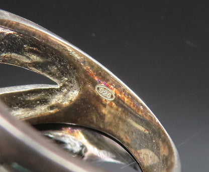 925 Sterling Silver  Vintage Open Oval Cutout Dome Ring Sz 8  RG25602