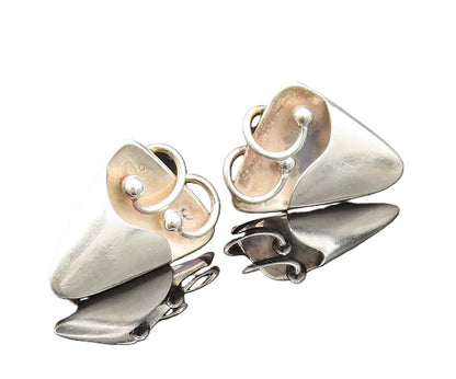 ANTONIO REINA 925 Silver  Vintage Modernist Screw Back Earrings  EG11820