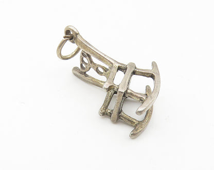 925 Sterling Silver  Vintage Petite Rocking Chair Etched Detail Pendant PT8576