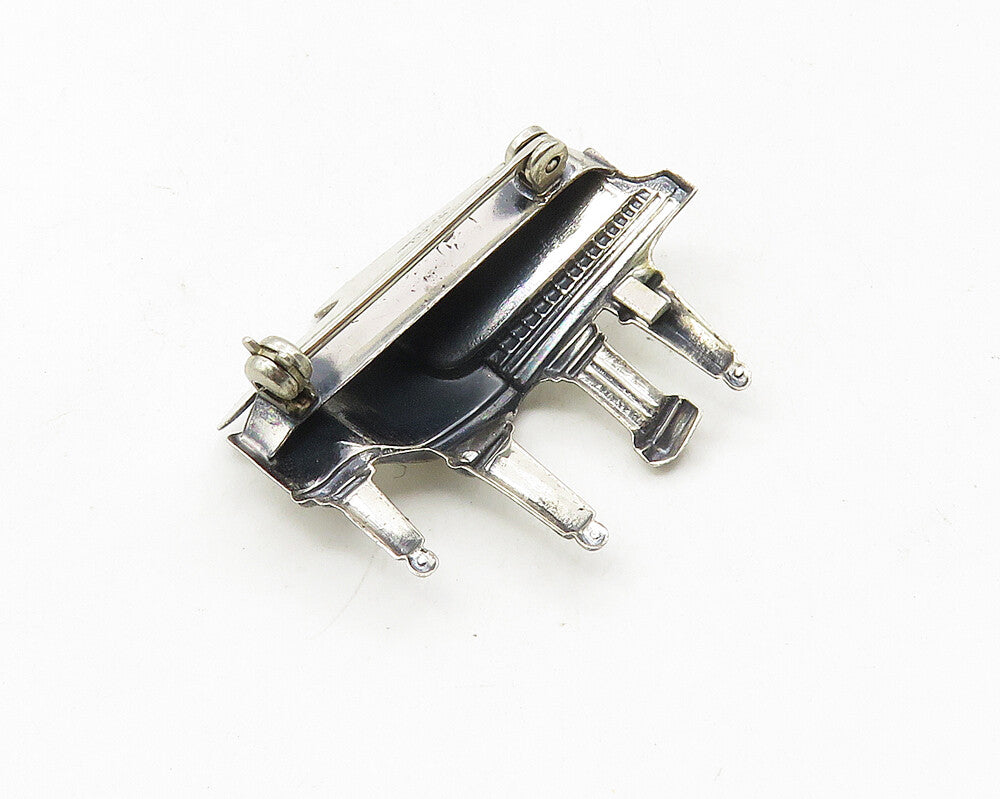 BEAU 925 Sterling Silver  Vintage Grand Piano Music Motif Brooch Pin  BP3775