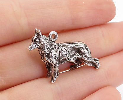 925 Sterling Silver  Vintage Petite Dark Tone Sculpted Dog Pendant  PT5258