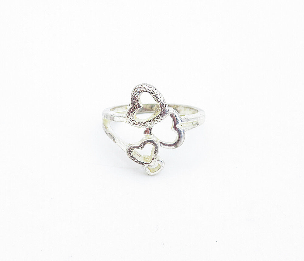 925 Sterling Silver  Vintage Graduated Open Love Hearts Band Ring Sz 8  RG3715