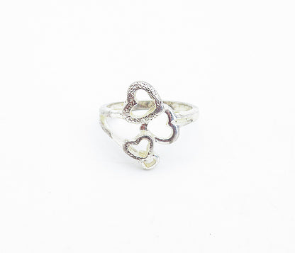 925 Sterling Silver  Vintage Graduated Open Love Hearts Band Ring Sz 8  RG3715
