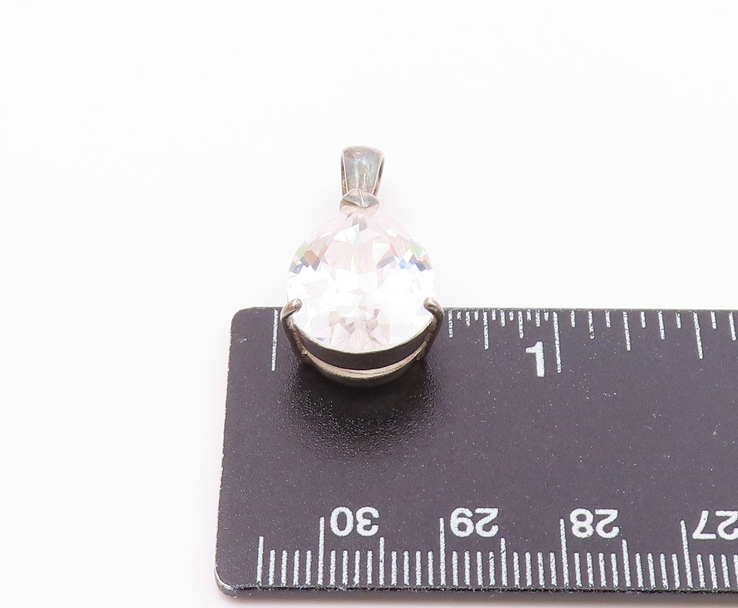 925 Sterling Silver  Vintage Pear Shaped Cubic Zirconia Drop Pendant  PT20844