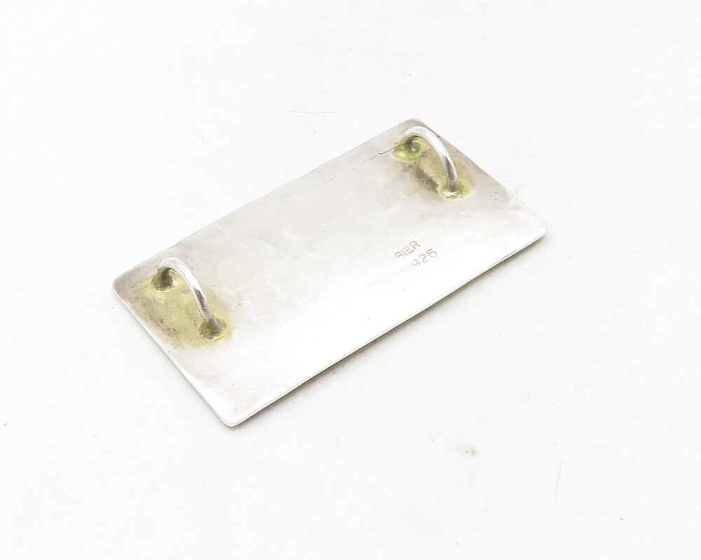 BIER 925 Sterling Silver  Vintage Two Tone Hammered City Scene Pendant  PT7354