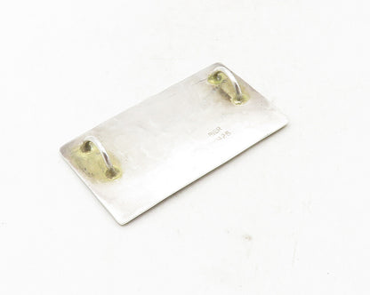 BIER 925 Sterling Silver  Vintage Two Tone Hammered City Scene Pendant  PT7354