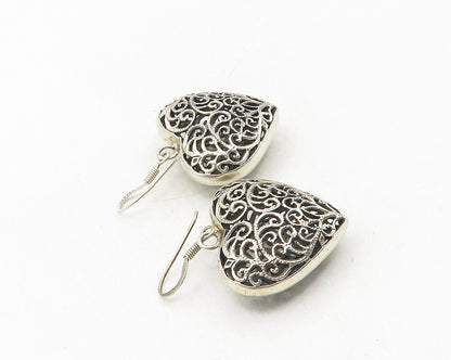 925 Sterling Silver  Vintage Baroque Swirl Love Heart Drop Earrings  EG5108