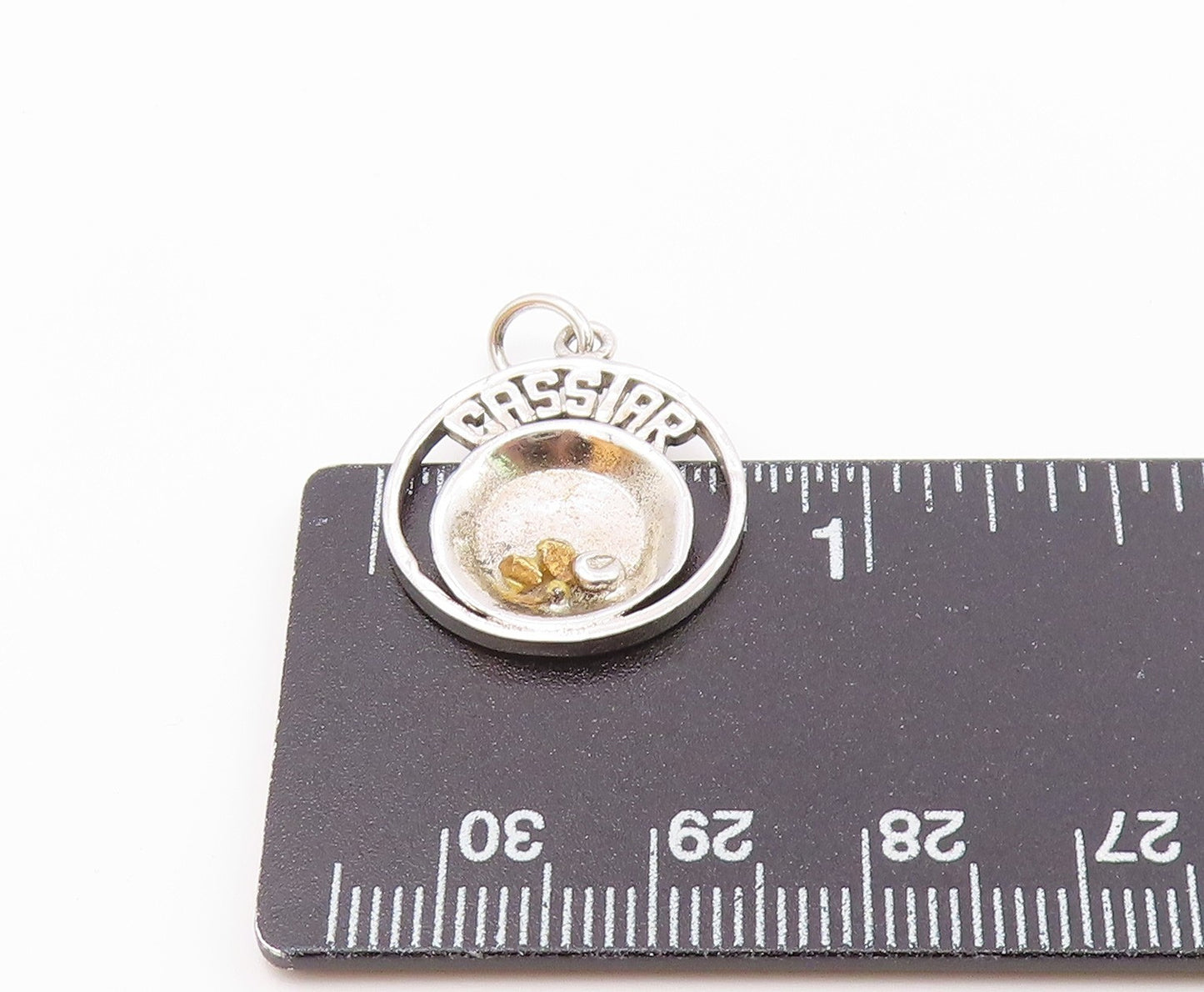 925 Sterling Silver  Vintage Two Tone Cassiar Cutout Plate Pendant  PT21842