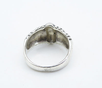 925 Sterling Silver Shiny Fluted Tapered Dome Style Band Ring Sz 7 RG8397