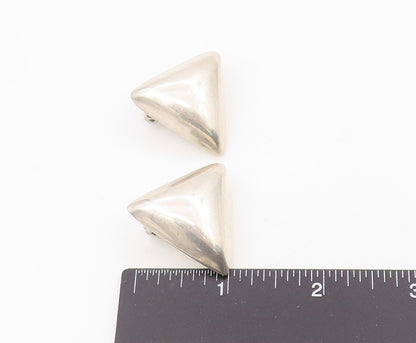 925 Sterling Silver Vintage Earrings Solid Puffy Triangular Clip On  EG13902