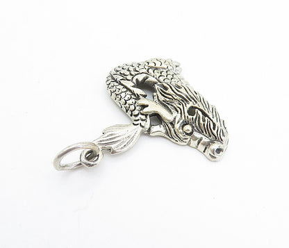 925 Sterling Silver  Vintage Petite Dark Tone Dragon Motif Pendant  PT5853