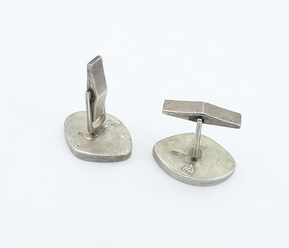925 Sterling Silver  Vintage Shiny Stamped Design Whale Back Cuff Links TR1275
