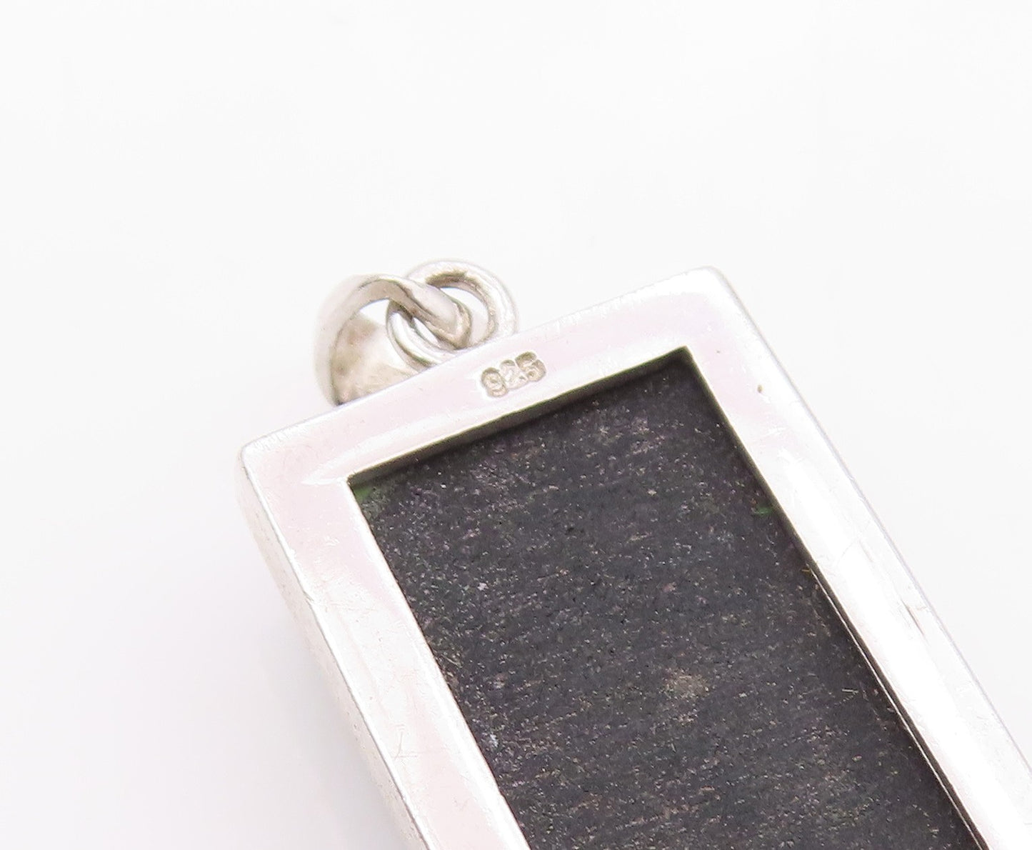 925 Sterling Silver  Faceted Black Hematite Square Drop Pendant  PT11638