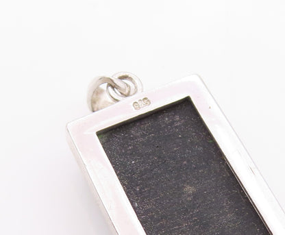 925 Sterling Silver  Faceted Black Hematite Square Drop Pendant  PT11638