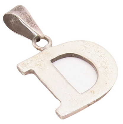 925 Sterling Silver Vintage Pendant Minimalistic Solid Cutout 'D' PT23333