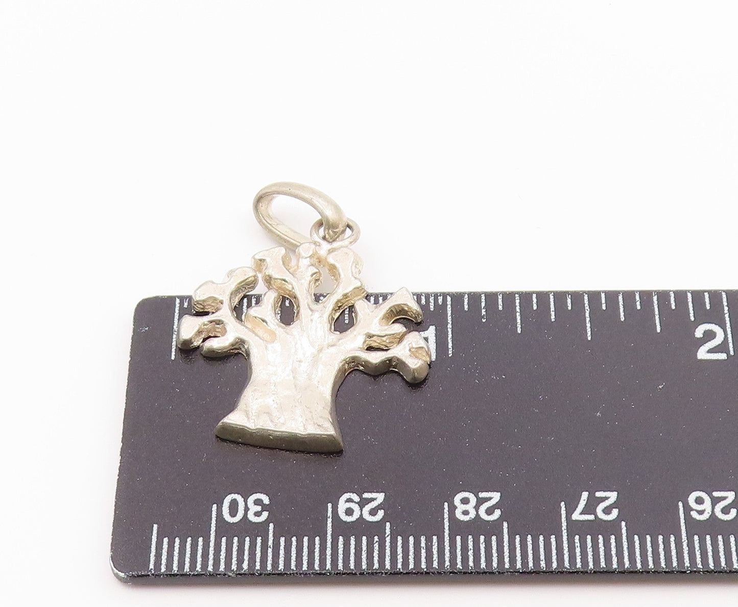 925 Sterling Silver  Vintage Shiny Tree Motif Drop Pendant  PT19386