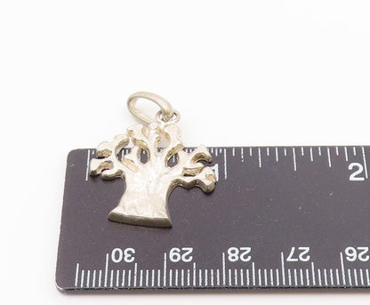 925 Sterling Silver  Vintage Shiny Tree Motif Drop Pendant  PT19386