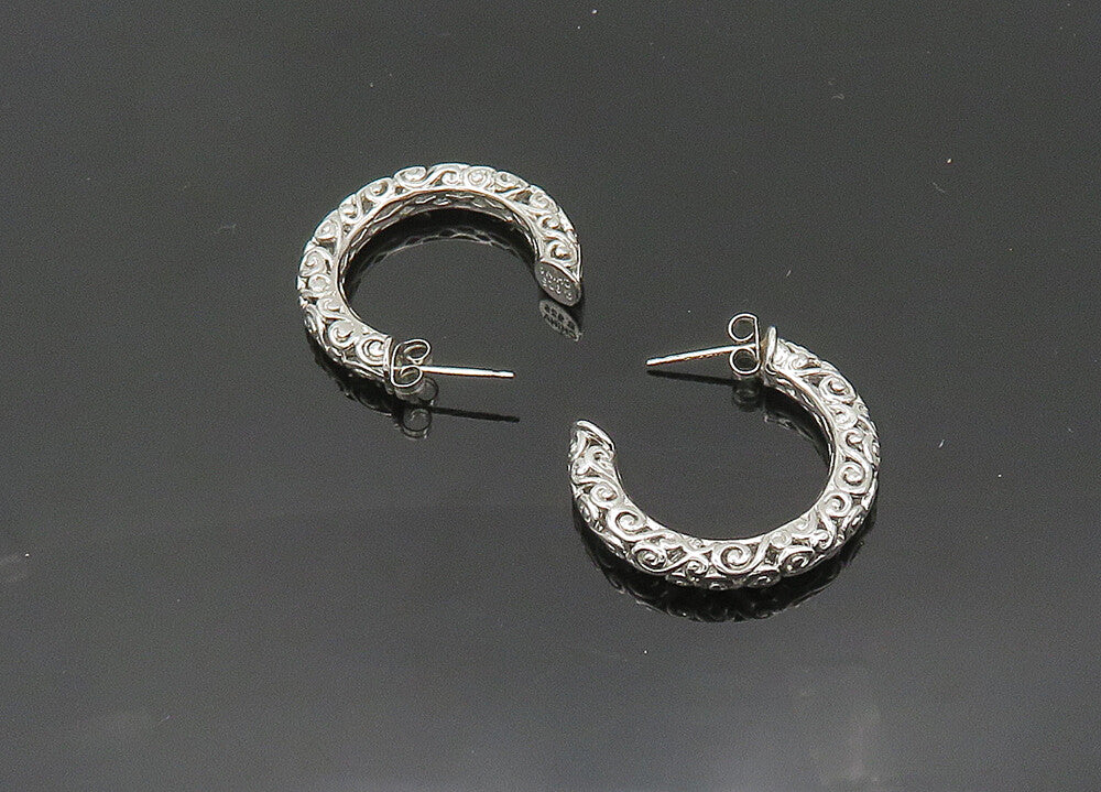 ROSS SIMON 925 Sterling Silver  Vintage Shiny Swirl JHoop Earrings  EG10182