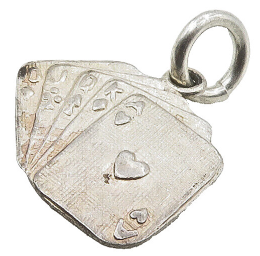 925 Sterling Silver  Vintage Petite Deck Of Cards Motif Pendant  PT13228