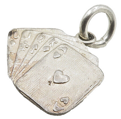 925 Sterling Silver  Vintage Petite Deck Of Cards Motif Pendant  PT13228