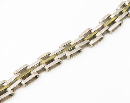 MEXICO 925 Sterling Silver  Vintage Shiny Hinge Link Chain Necklace  NE2744
