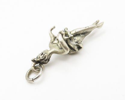 925 Sterling Silver Vintage Petite Ballet Dancer Motif Drop Pendant PT11238