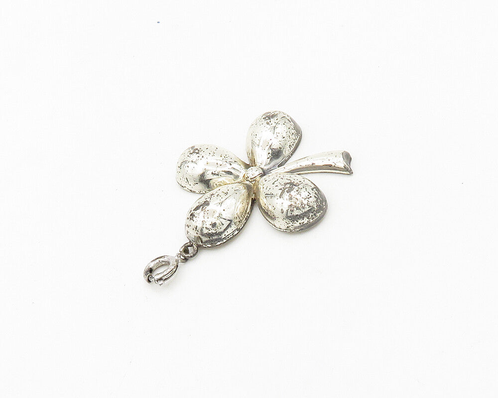 DANECRAFT 925 Sterling Silver  Vintage Shiny Four Leaf Clover Pendant  PT14948