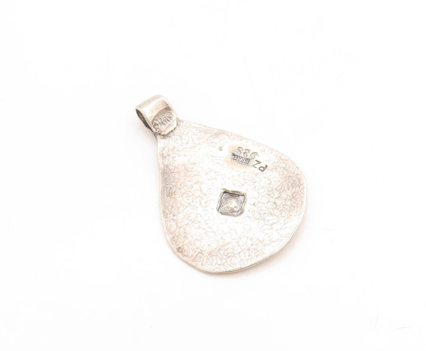 925 Sterling Silver Vintage Pendant Dark Tone Flower & Design Etched  PT23743