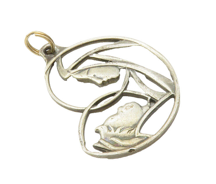 925 Sterling Silver  Vintage Virgin Mary & Baby Jesus Heart Pendant  PT11268