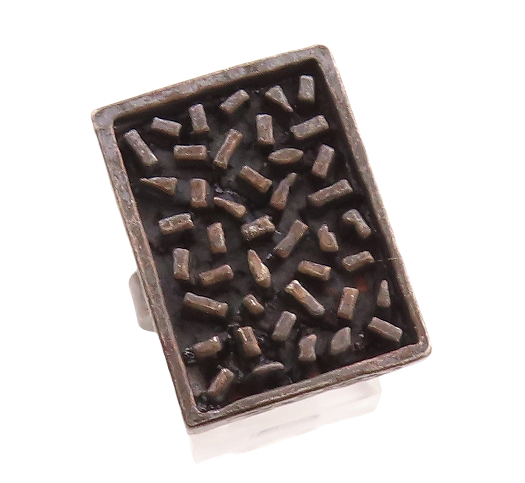 925 Sterling Silver Vintage Ring ISRAEL Dark Tone Brutalist Carved Sz 7  RG31611