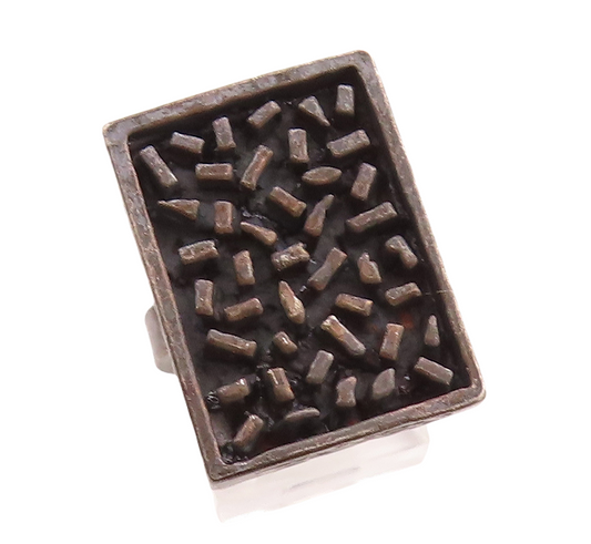 925 Sterling Silver Vintage Ring ISRAEL Dark Tone Brutalist Carved Sz 7  RG31611