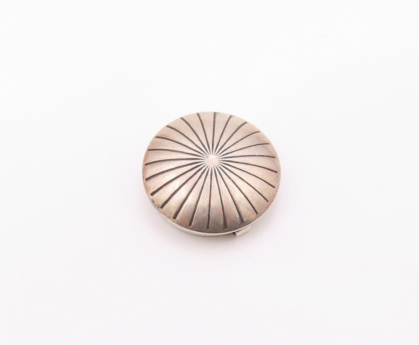 NAVAJO 925 Silver  Vintage Etched Lines Floral Motif Button Cover  TR3462