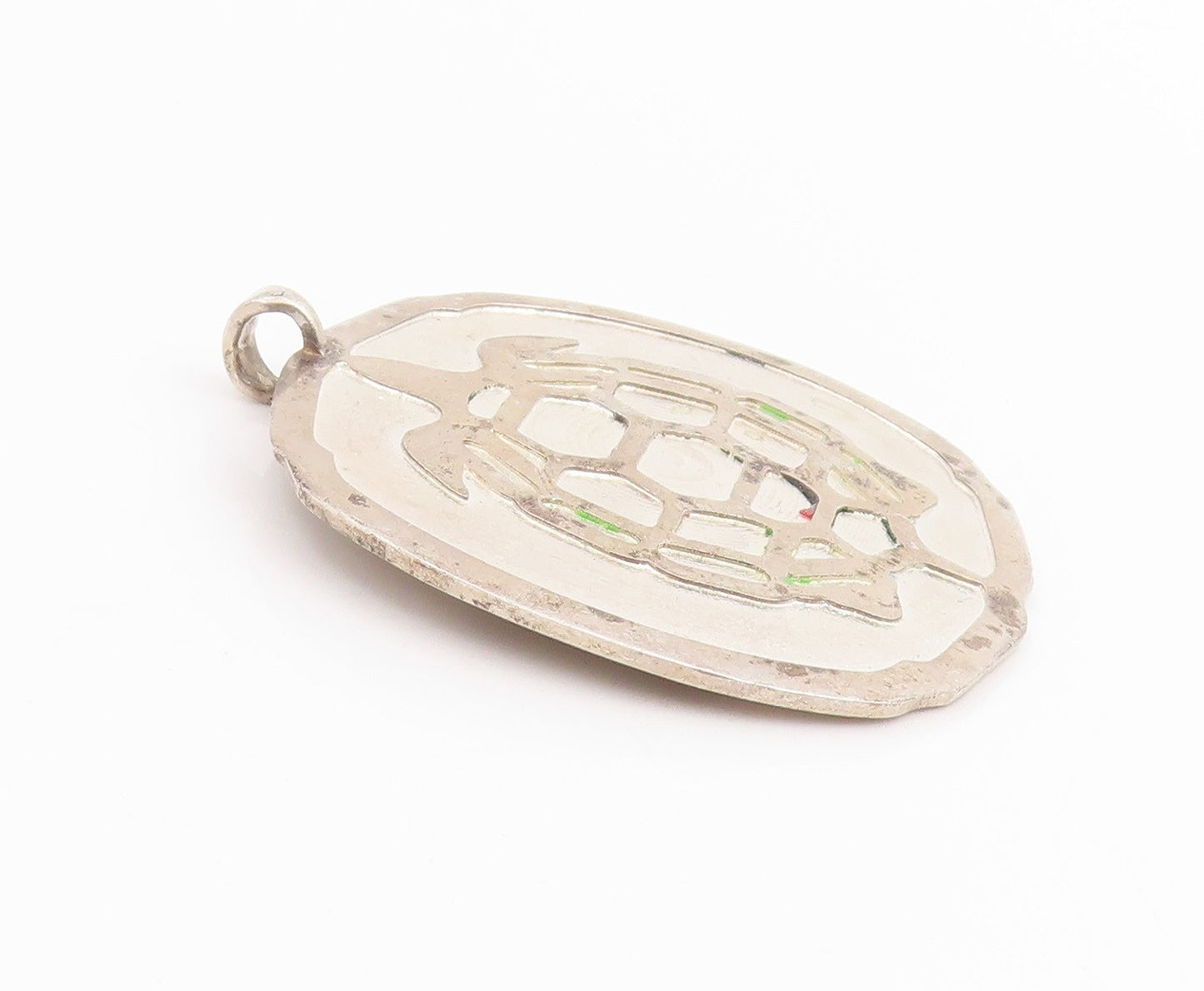925 Sterling Silver Vintage Pendant Geometric Honeycomb Turtle Design  PT25194