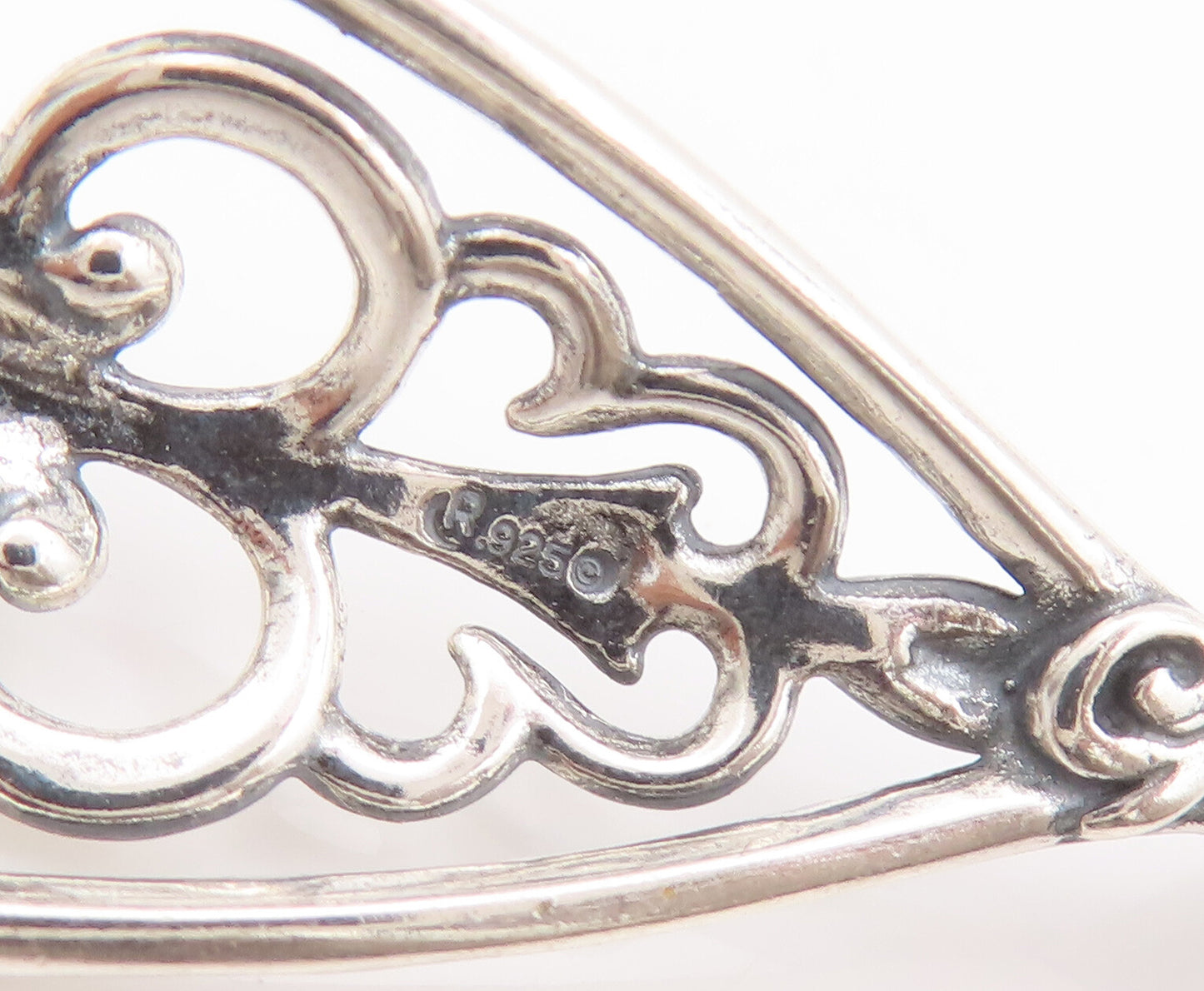 925 Sterling Silver Vintage Pendant CAROLYN POLLACK Drop Swirly Carved  PT22756