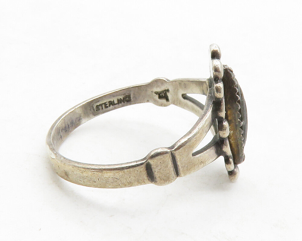 POST BELL TRADING 925 Silver  Vintage Abalone Split Band Ring Sz 6.5  RG13228