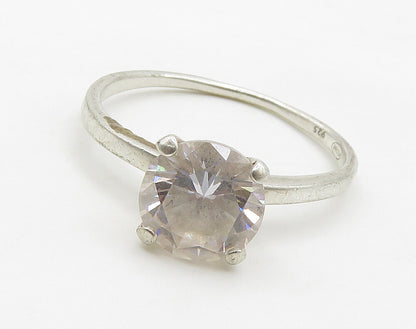 925 Sterling Silver  Cubic Zirconia Minimalist Solitaire Ring Sz 8  RG16193