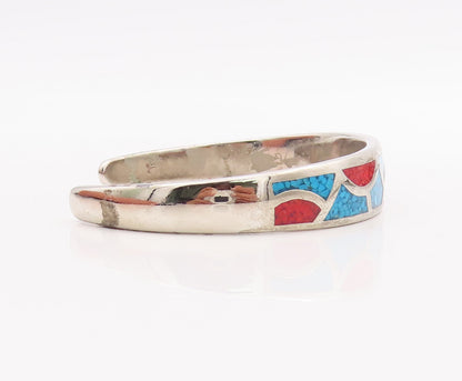 925 Sterling Silver Vintage Bracelet Southwestern Design Crush Turquoise BT10583