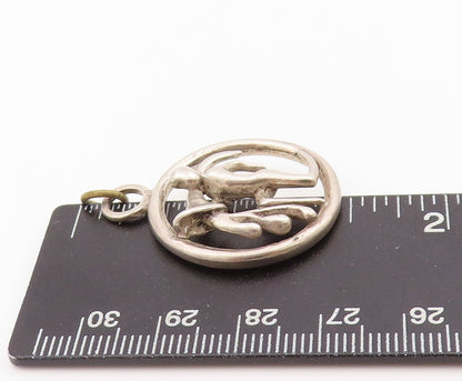 925 Sterling Silver Vintage Pendant Solid Cutout Dancing Couple  PT24332