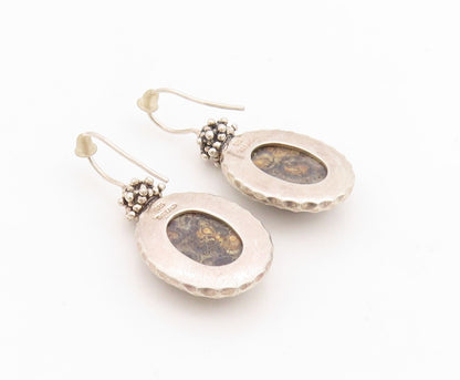925 Sterling Silver Vintage Earrings MICHAEL DAWKINS Oval Gemstone  EG13227