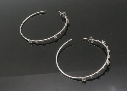 925 Sterling Silver  Vintage Sparkling Cubic Zirconia JHoop Earrings  EG10932
