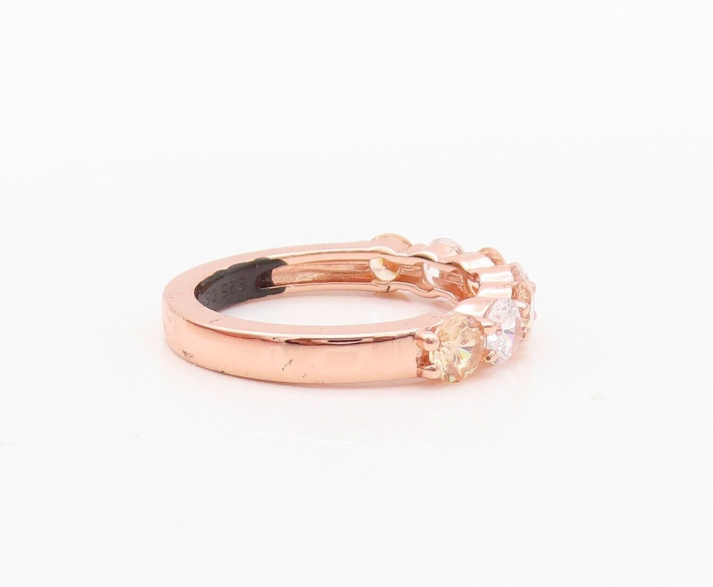 925 Sterling Silver Vintage Ring Rose Gold Plated Citrine & Topaz  Sz 7  RG30022