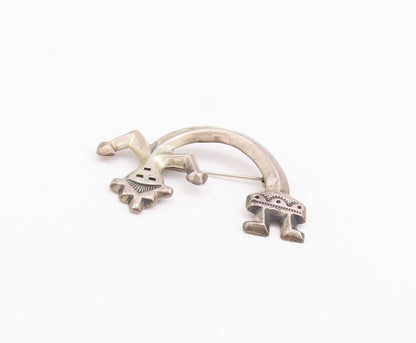 925 Sterling Silver Vintage Brooch Pin NAVAJO Solid Carved Tall Man  BP10903